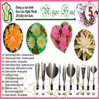 Dụng cụ làm thạch rau câu 3D Ngọc Huệ (Bộ số 5 - hướng dương, mẫu đơn, dã quỳ, phong lữ thảo, cúc susan, mao lương)