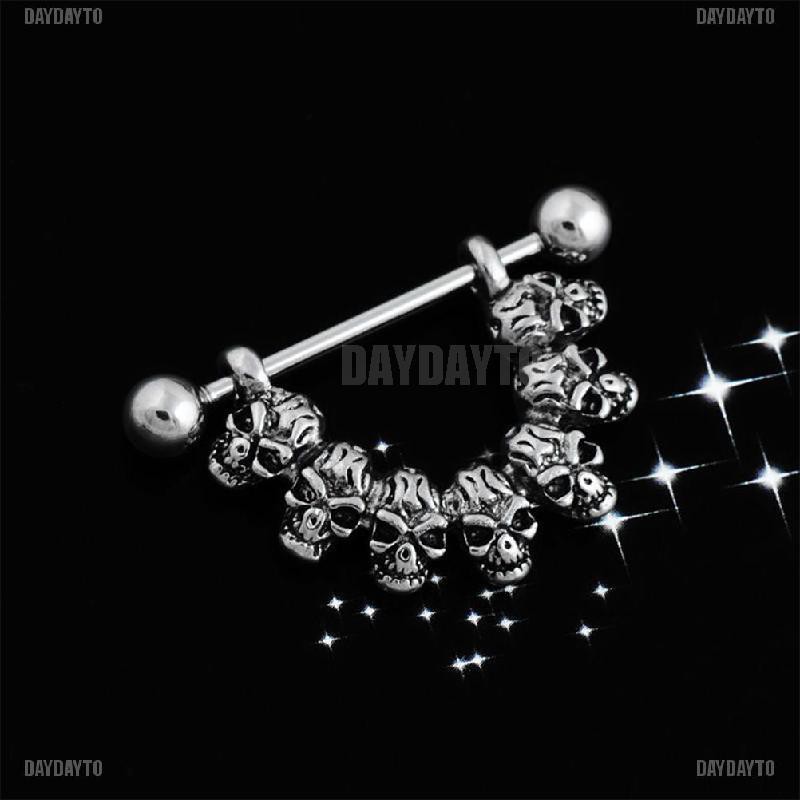 Bộ 7 Khuyên Nhũ Hoa Bằng Thép Không Gỉ Hình Đầu Lâu Cá Tính