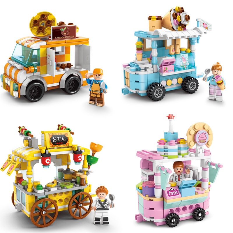 Bộ Mô Hình Lắp Ráp Lego Mini Cửa Hàng Quán Cà Phê Siêu Thị Độc Đáo
