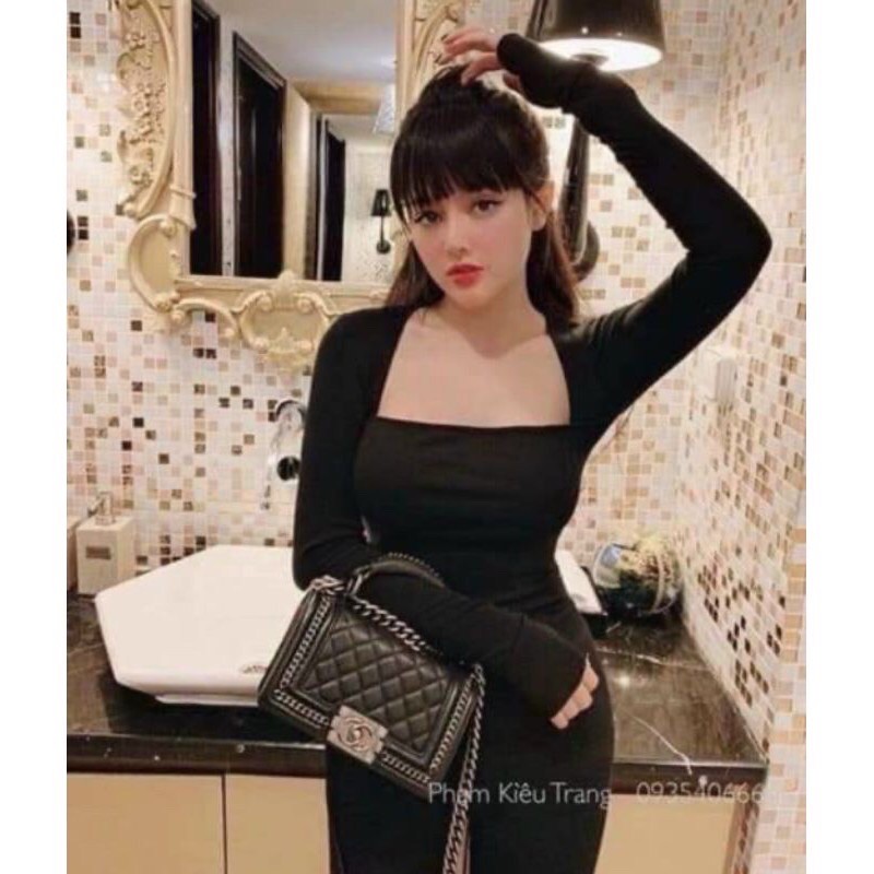 Áo cổ vuông tay dài, áo crt tay dài