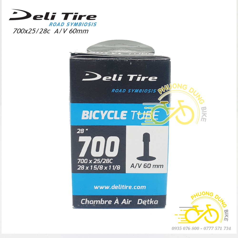 Ruột (Săm) xe đạp Deli Tire 700x25-28C 60mm VAN MỸ - VAN XE MÁY