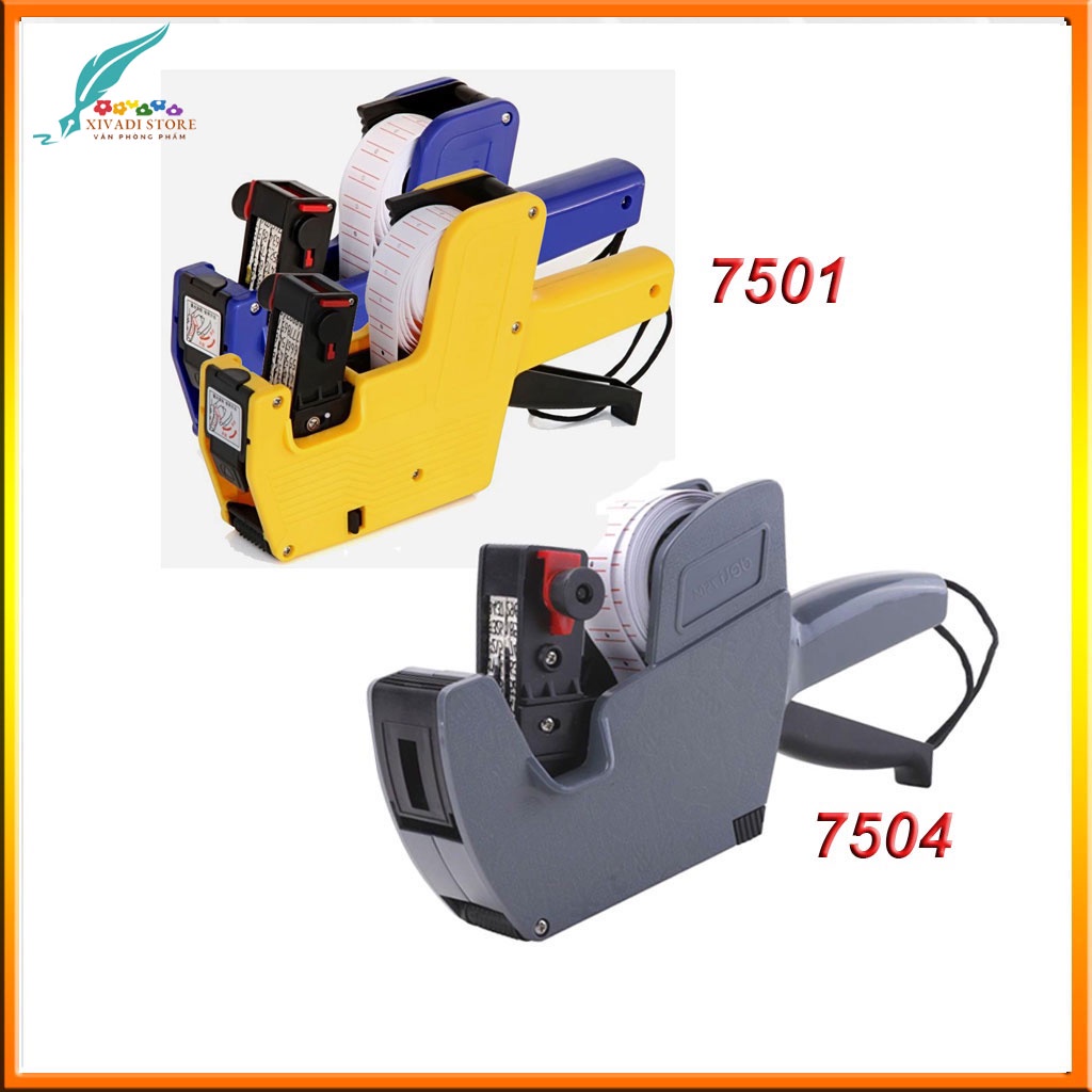 Máy bắn giá tiến, dán Deli 7501/7504 - Súng bắn giá chính hãng, chất lượng cao (đi kèm gồm 5 cuộn dán,ống mực dự phòng).