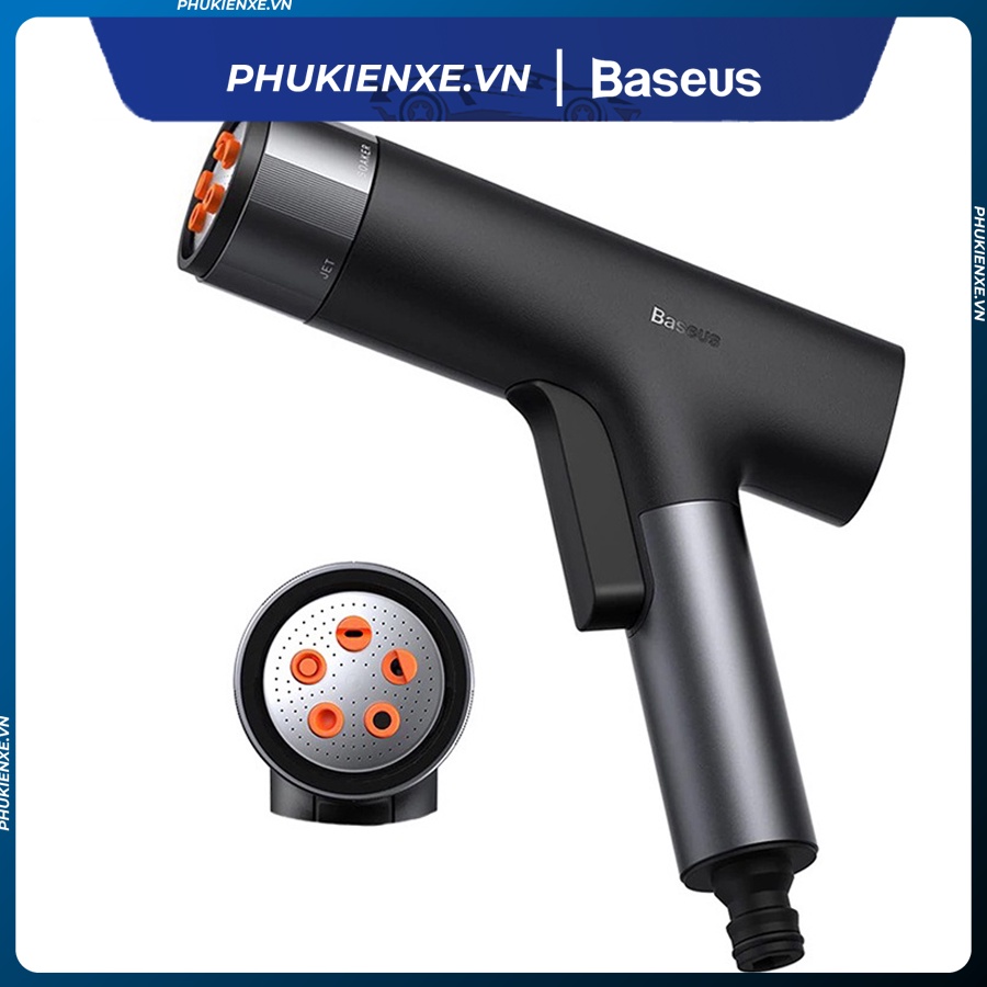 Vòi phun nước đa năng Baseus GF4 15-30m vỏ kim loại với 5 kiểu phun, công tắc tự khóa dùng để rửa xe, làm vườn