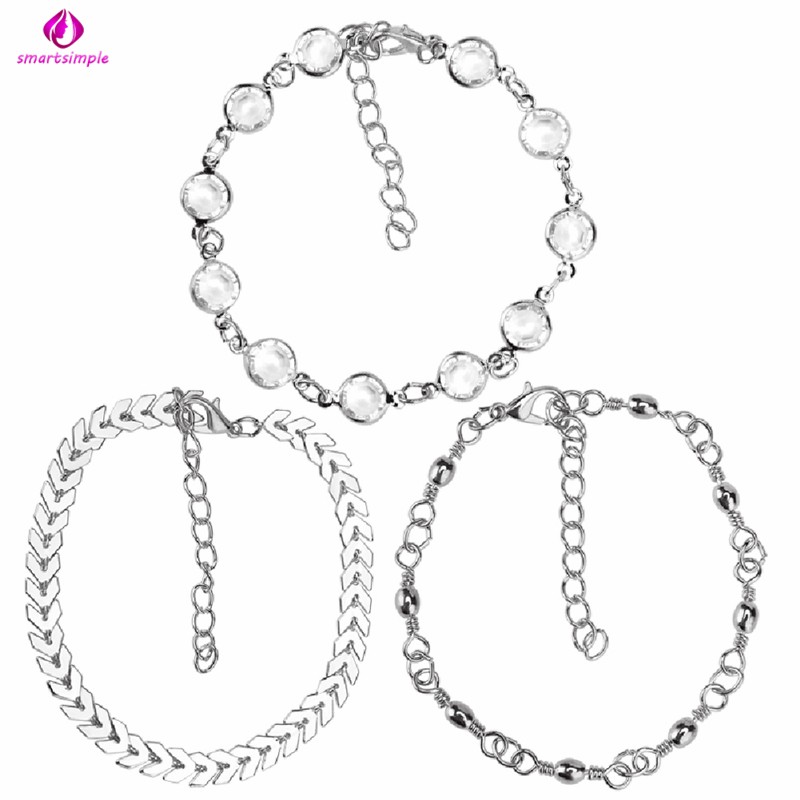 Bộ Gồm 3 Lắc Chân Đính Kim Sa Lấp Lánh Thời Trang Dành Cho Nữ | BigBuy360 - bigbuy360.vn