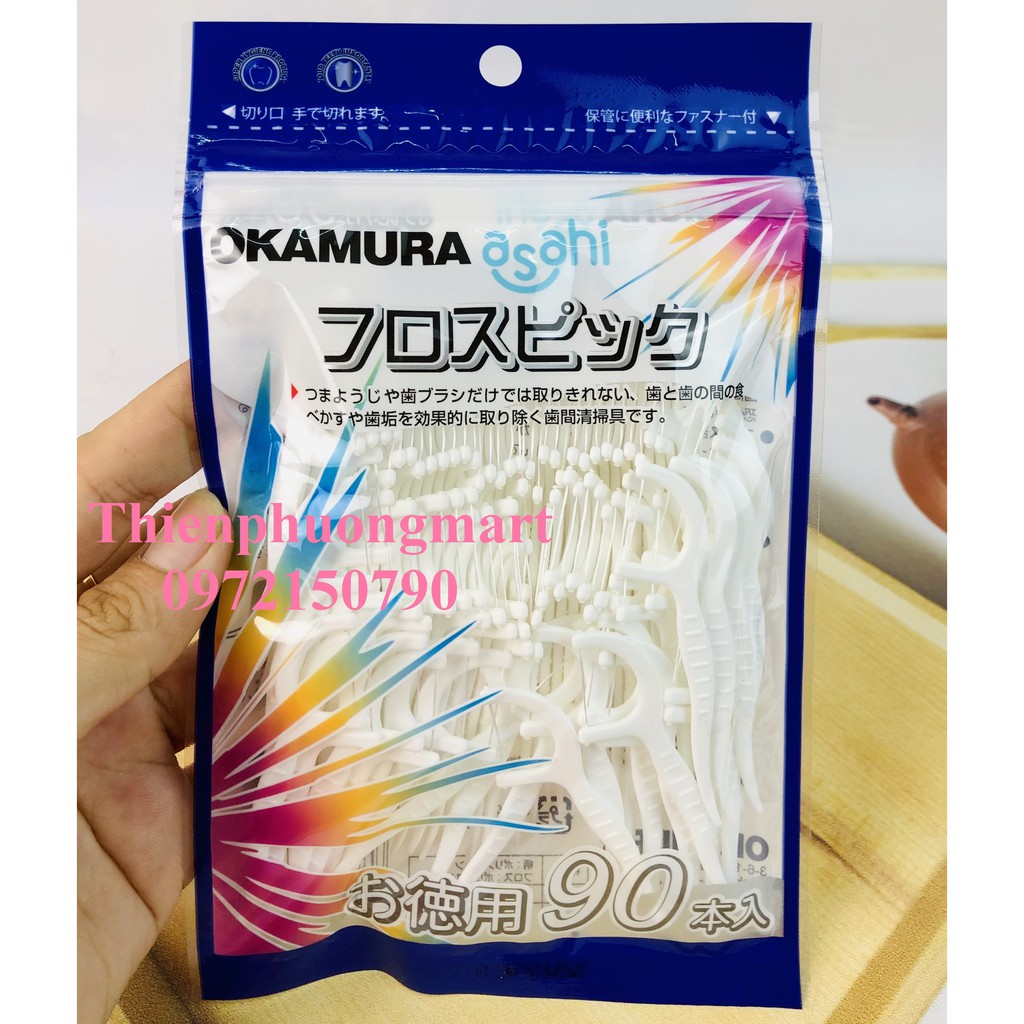 Tăm chỉ Okamura 90 cây/ gói Chăm sóc răng miệng - Tăm chỉ nha khoa Okamura tiêu chuẩn Nhật Bản