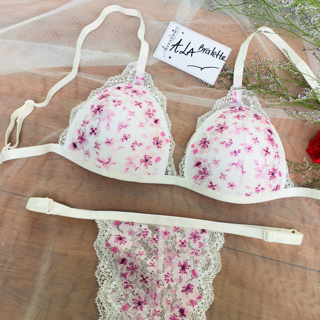 ÁO lót nữ sexy 👙Bralette  không gọng màu tím thiết kế trên vải ren mềm mịn👙