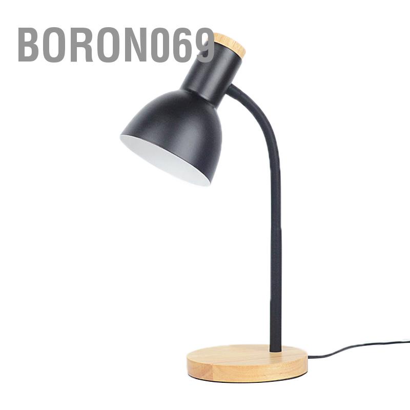 Boron069 Đèn bàn LED Bảo vệ mắt chống gỉ Ổn định Đế gỗ vững chắc Ống linh hoạt Cắm vào cho ký túc xá