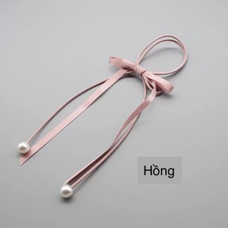 Dây cột tóc Hàn Quốc phối nơ và hạt châu