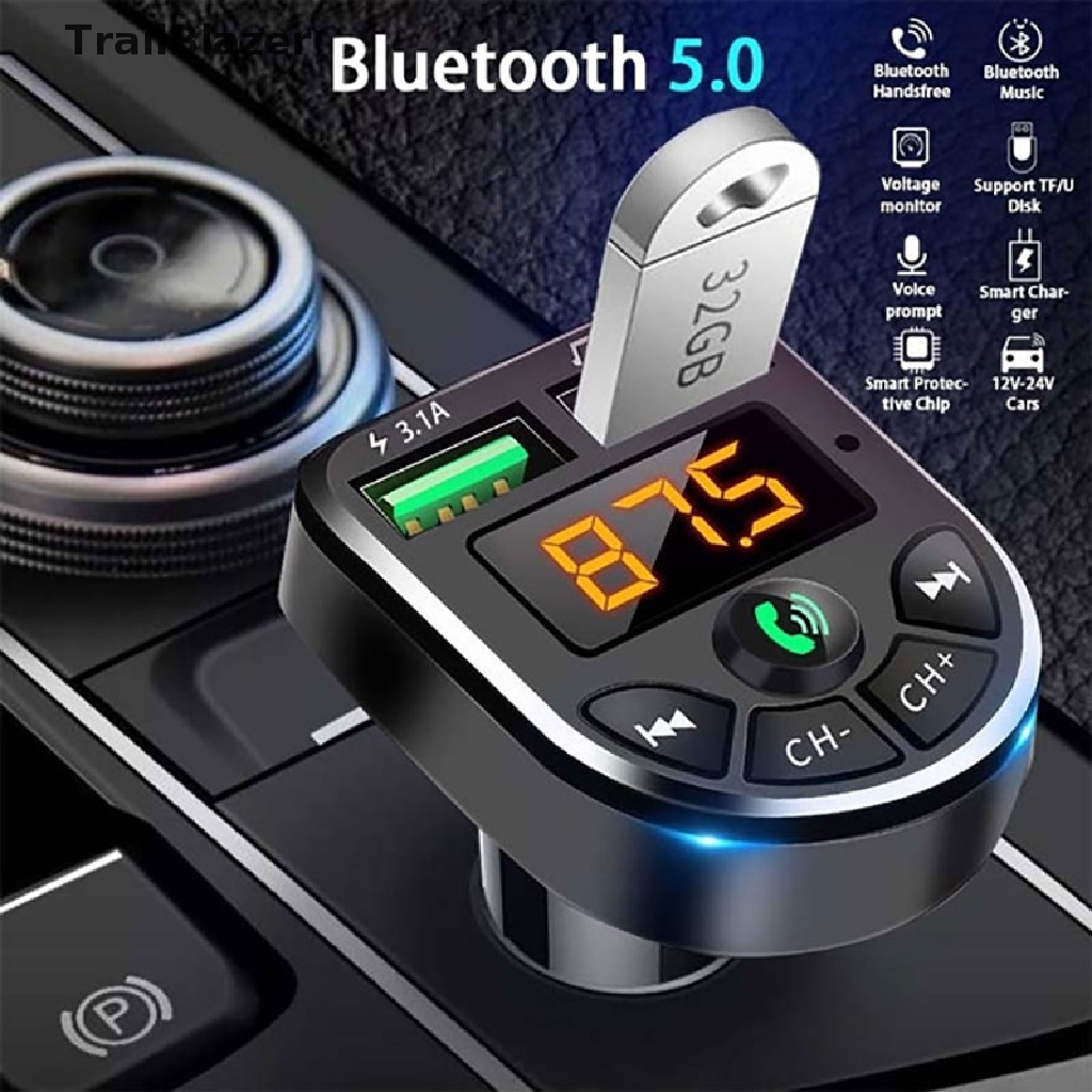 Tbvn Bluetooth 5.0 FM Transmitter Car Kit MP3 Modulator Player Audio Receiver Charger Jelly