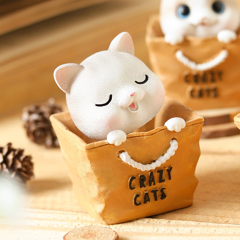 Mô Hình Chú Mèo Lắc Đầu Bằng Nhựa Resin Dễ Thương Trang Trí Nội Thất Xe Hơi