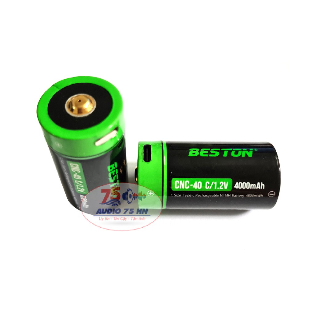 {Chính hãng} Pin Beston 4000mAh loại C CNC-40 C/1.2V có cổng sạc USB Type C dùng cho đèn pin - Tặng kèm dây sạc
