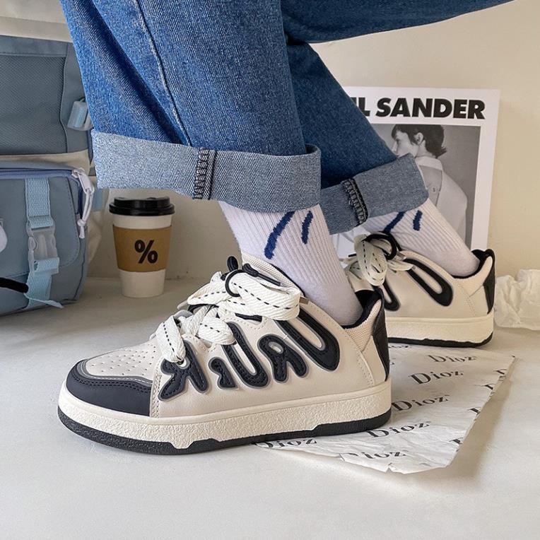 Giày thể thao nữ DPIDE phản quang độn đế cao cấp Giầy sneaker đen trắng phong cách Ulzzang Hot trend 2022