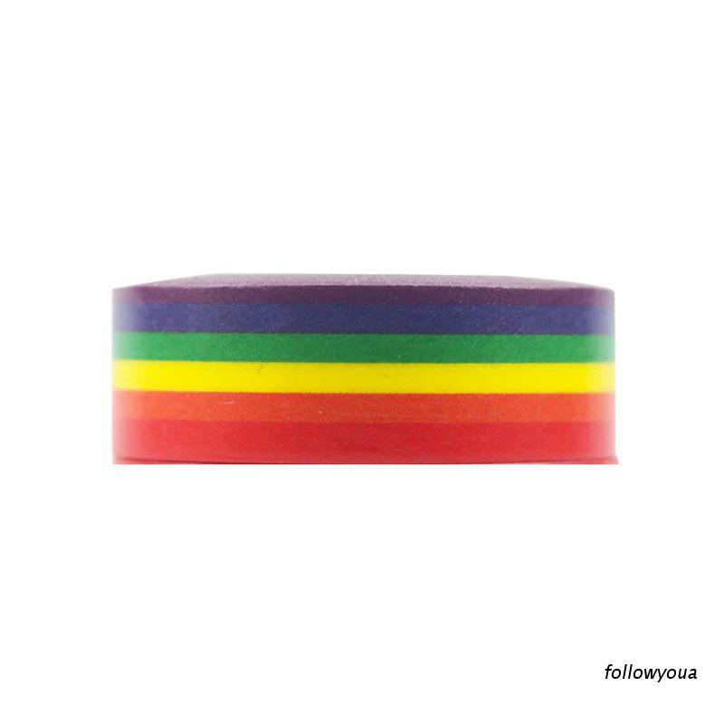 1 Cuộn Băng Keo Màu Cầu Vồng 15mm Dùng Trang Trí