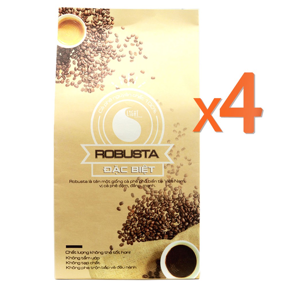 2Kg (4 gói) - Cà phê bột Robusta nguyên chất 100% - Loại 2 - Light Coffee - Cà phê nội địa giá rẻ