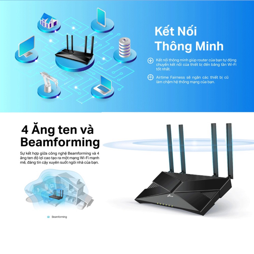 Bộ phát wifi tp link archer ax10, router wifi 6 chuẩn ax1500mpbs, băng tần kép tốc độ cao, hàng chính hãng