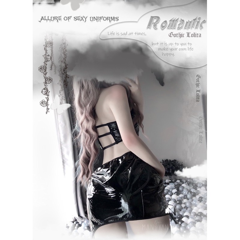 Set Đồ Da Đan Dây Gợi Cảm • Cosplay Sexy • Nàng Badgirl Trong Bộ Váy Ngắn | BigBuy360 - bigbuy360.vn