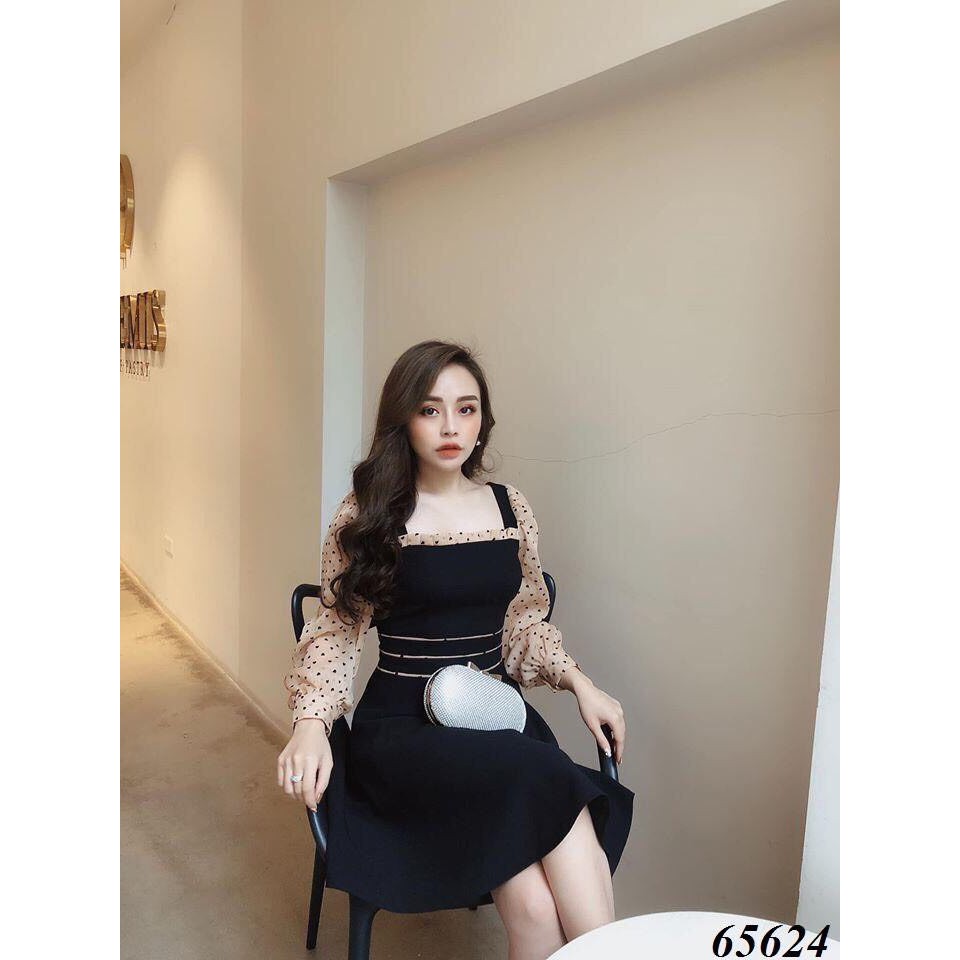 ĐẦM XÒE DỰ TIỆC PHỐI TAY VOAN CHẤM BI SIÊU XINH