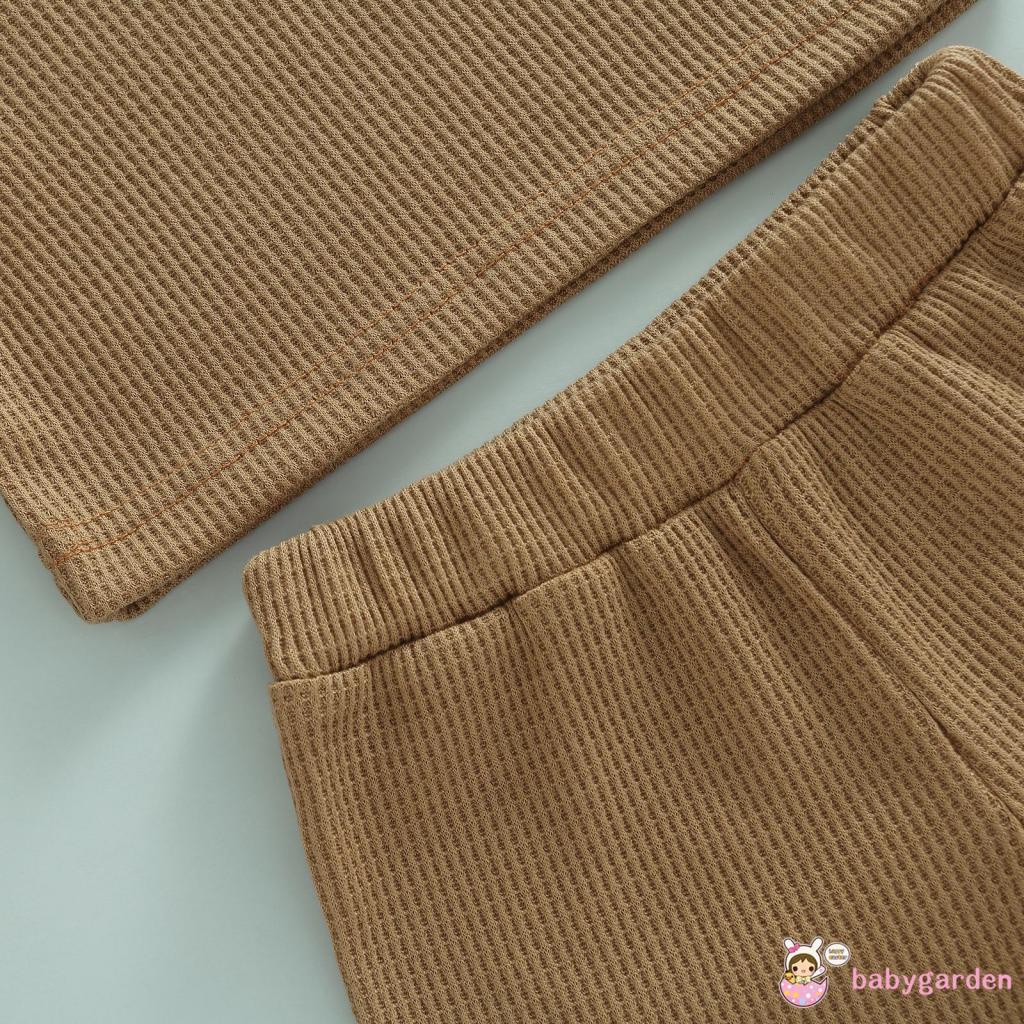 Bộ Áo Tay Ngắn Cổ Tròn + Quần Short Dây Rút Màu Trơn Thời Trang Mùa Hè Dành Cho Bé Trai 0-24 Tháng