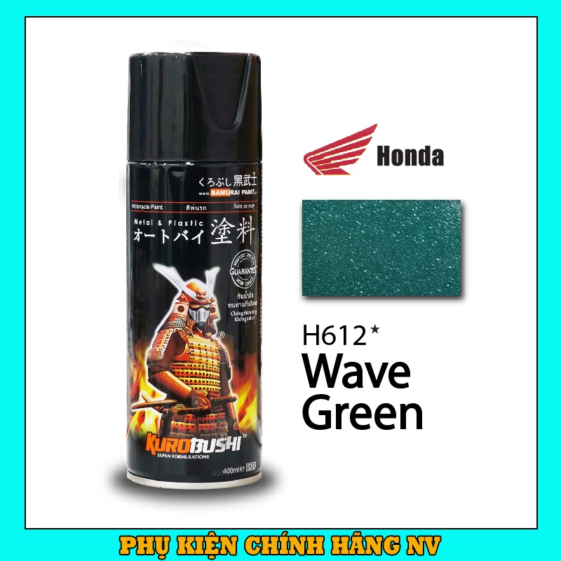 Sơn Samurai màu xanh Wave H612 chính hãng, sơn xịt dàn áo xe máy chịu nhiệt, chống nứt nẻ, kháng xăng