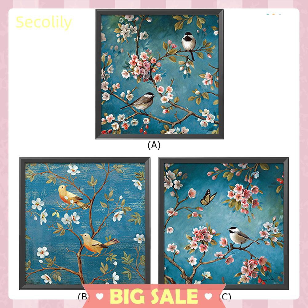 Tranh thêu chữ thập 11CT hình chim và cành cây 45x45cm