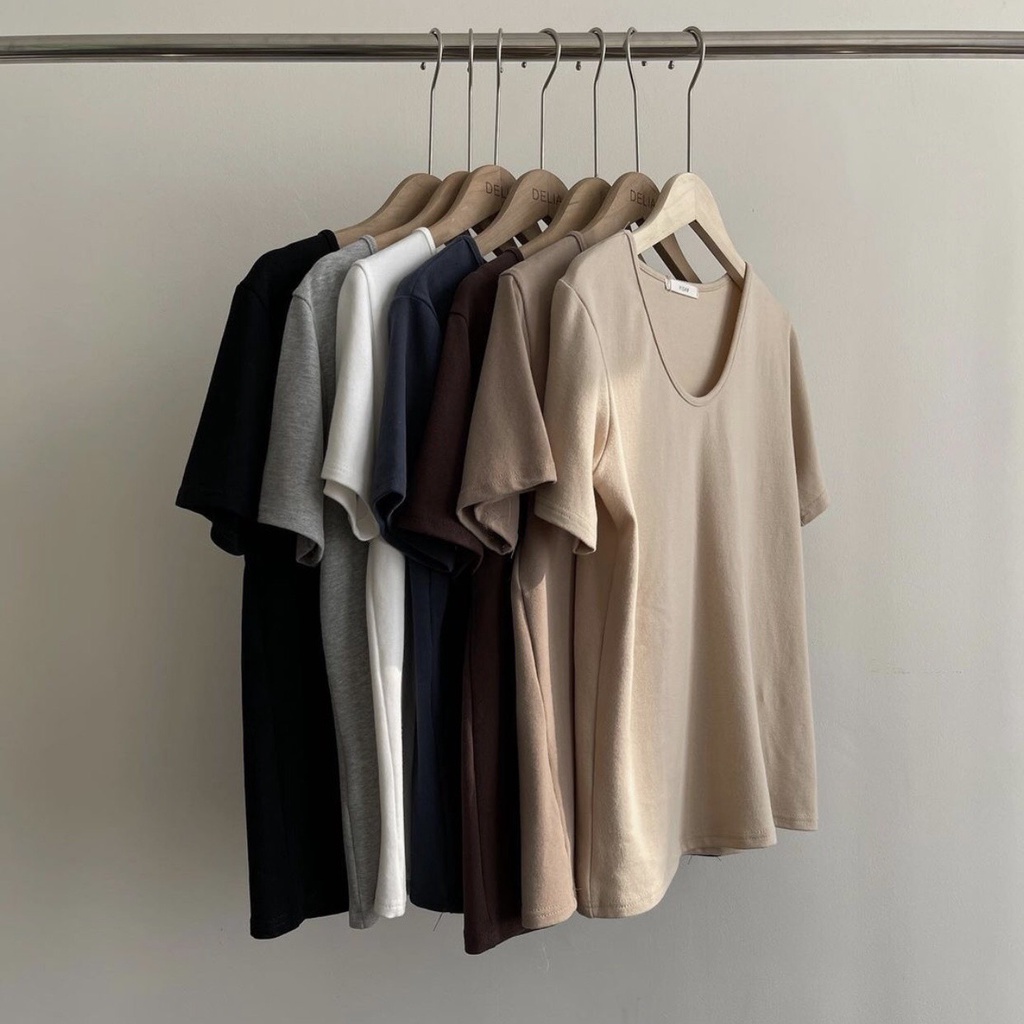 [CB-ATN02] Áo Phông Nữ, Áo Thun Trơn Cổ Tim Basic Phong Cách Vintage Chất Cotton Giấy 29August | BigBuy360 - bigbuy360.vn