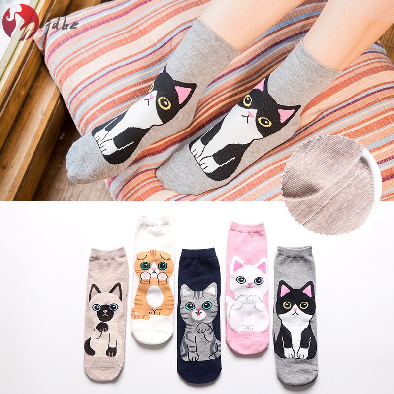Vớ Cotton In Hình Mèo Hoạt Hình Dễ Thương Dành Cho Nữ