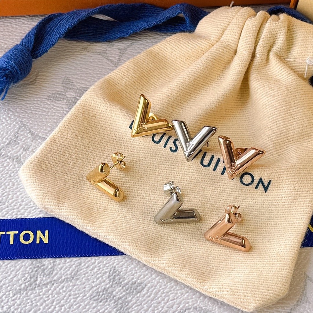 LOUIS VUITTON Bông Tai LV Bằng Thép Titan Thời Trang Cho Nữ