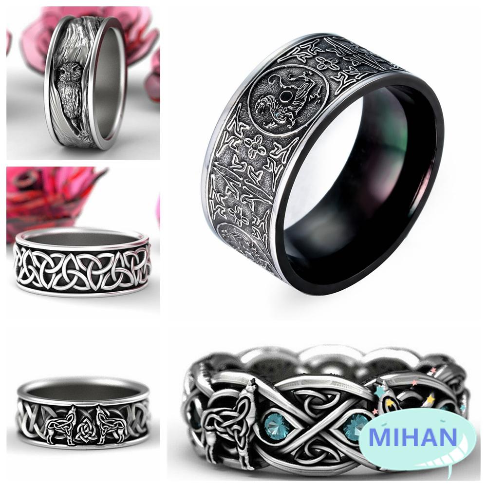 Nhẫn thép titan họa tiết halloween thời trang dành cho nam mihan1