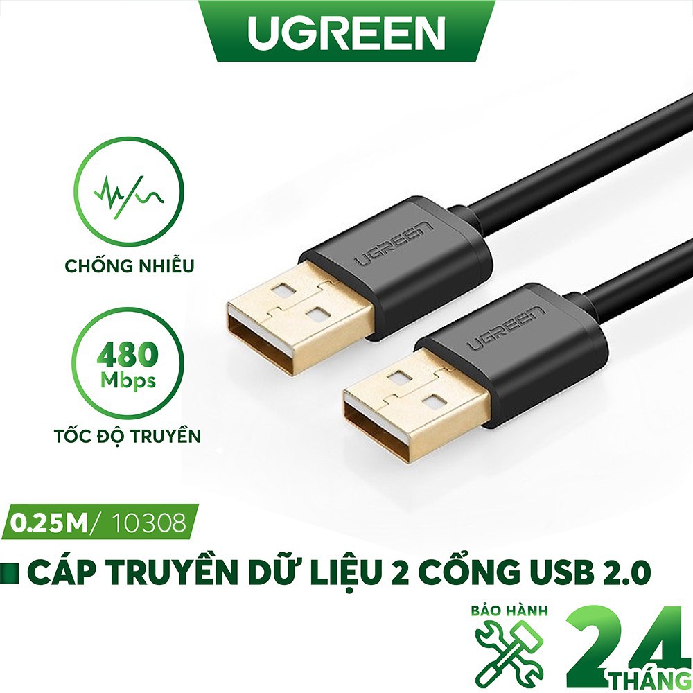Cáp USB 2.0 Ugreen 10308 hai đầu đực (0.5m)