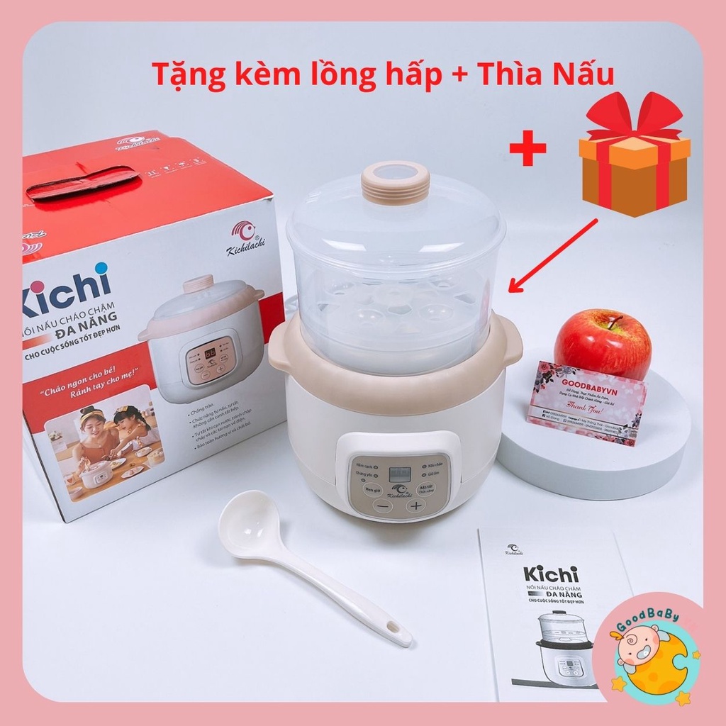 Nồi nấu cháo chậm đa năng cho bé ăn dặm Kichilachi 4in1 cao cấp bản Tiếng Việt Goodbabyvn