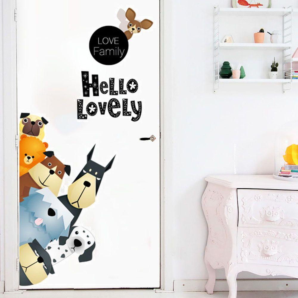 Miếng Dán Cửa Họa Tiết Mèo Hoạt Hình Trang Trí Tủ Quần Áo DIY