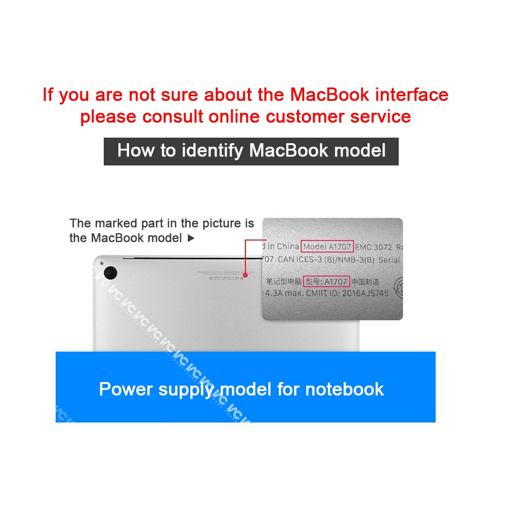 Mac Book Pro Charger Updated Version, 45W 60W 85W 61W USB-C to Type-C Ac Power Adapter Replacement for MacBook Pro 17/15/13 Inch