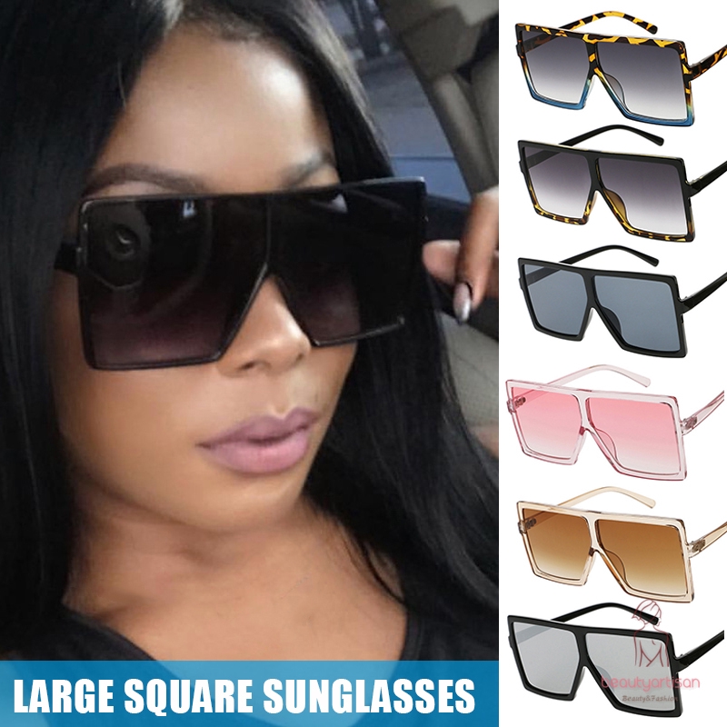 Oversized Square Flat Top Sunglasses Women Men Fashion Sunglasses Shade UV400