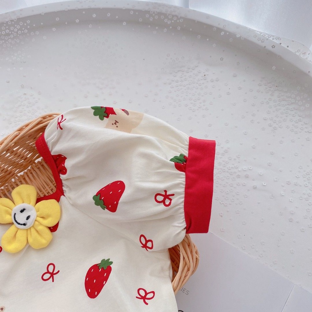 Áo Thun Tay Ngắn In Hình Quả Dâu Dễ Thương Phong Cách Hàn Quốc Cho Bạn Gái