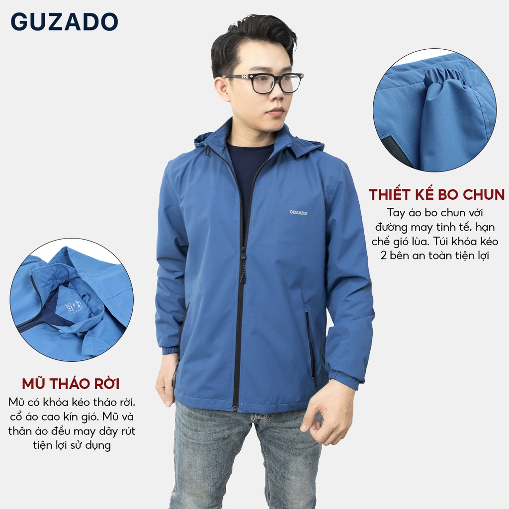 Bộ quần áo thể thao nam GUZADO Áo Gió 2 Lớp Kèm Quần Gió Dài BGDD01