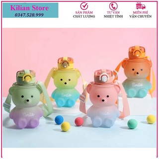 Bình nước gấu Cute 800ml siêu đẹp tặng Sticker dán