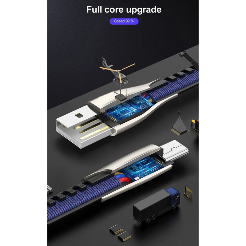 Dây Cáp Sạc Đồng Bộ Dữ Liệu USB Loại C Bằng Hợp Kim Kẽm Dài 1M Cho QC 3.0 Android Phon