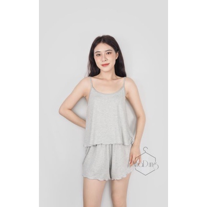 &lt;A10&gt; Set đồ nữ đồ mặc nhà đồ ngủ nữ 2 dây thun cotton co giãn siêu mát sexy dưới 75kg