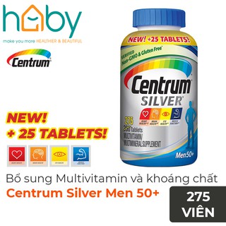 Centrum Silver Men 50+ New Look bổ sung vitamin & khoáng chất cho nam giới trên 50, Chai 275 viên