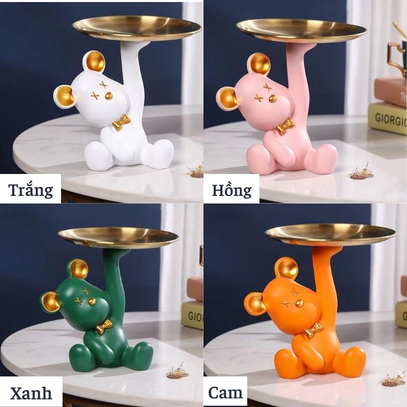 Tượng gấu bê khay đựng mỹ phẩm trái cây decor nhà cửa quà tặng sinh nhật ý nghĩa siêu xinh Giá Rẻ