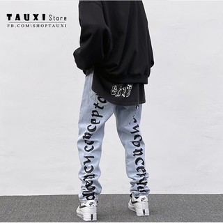 Quần jean unisex in chữ phía sau ( có ảnh thật )