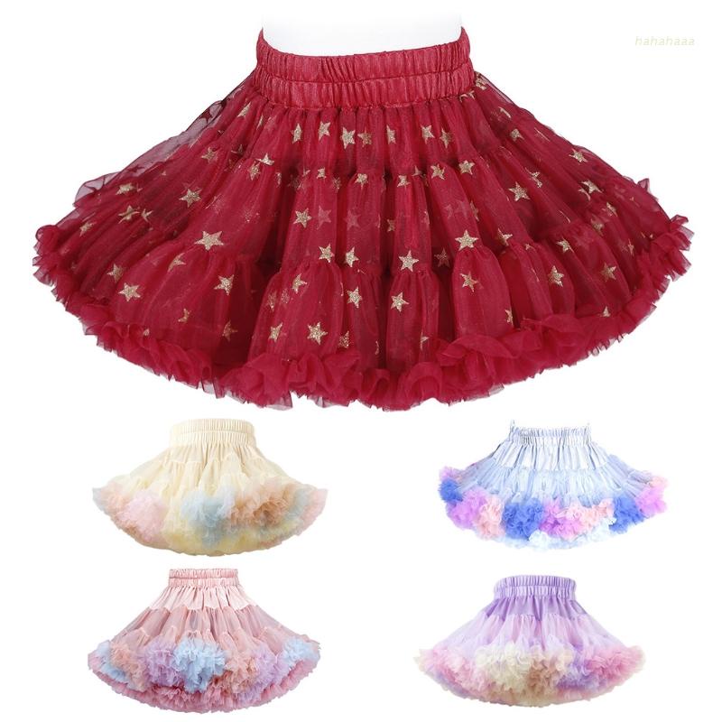 Chân váy xòe tutu nhiều lớp màu sắc cầu vồng xinh xắn cho bé gái