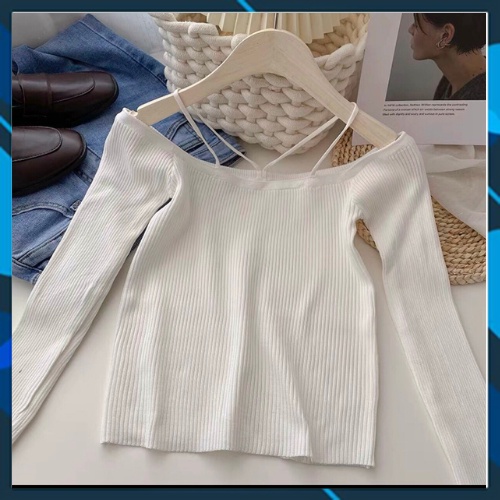 Áo len trễ vai tay dài ulzzang kiểu Hàn Quốc | BigBuy360 - bigbuy360.vn