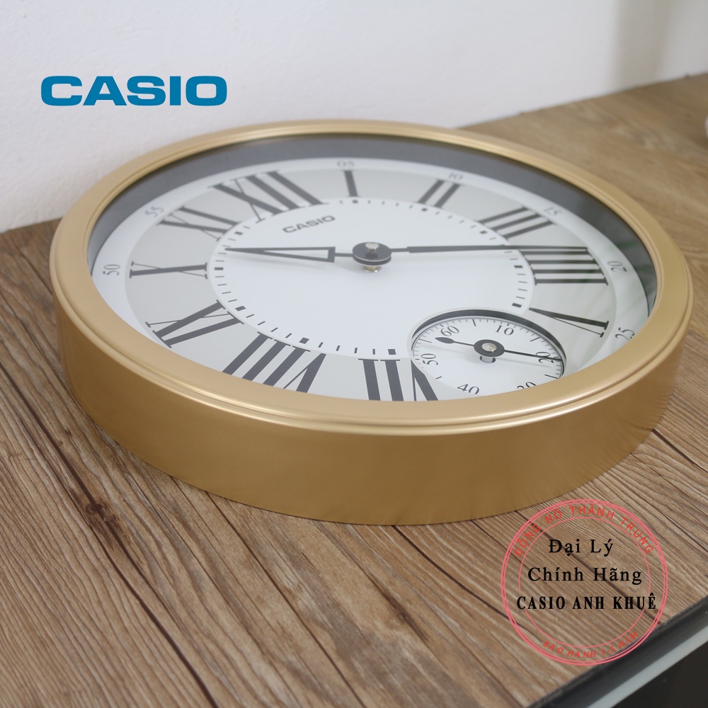 Đồng hồ treo tường Casio cỡ lớn IQ-70-9DF kim trôi im lặng cỡ to 35cm