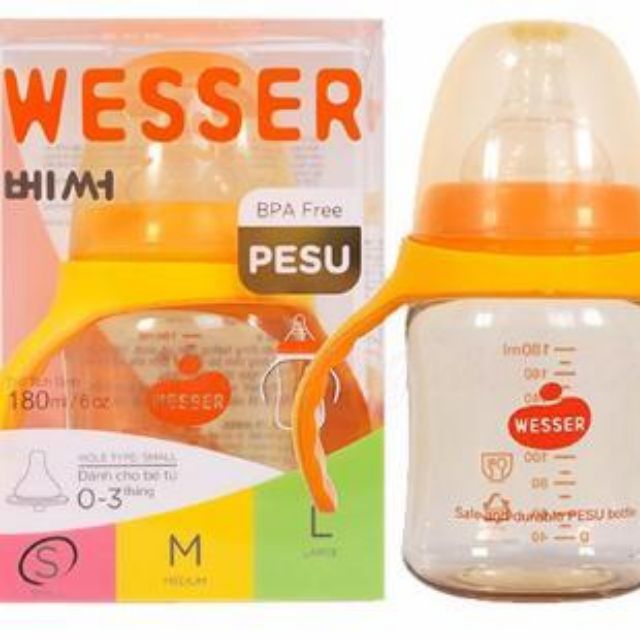 Bình sữa wesser cổ rộng pesu 180ml