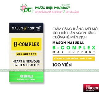 Viên uống bổ sung vitamin nhóm B tổng hợp Mason Natural B-Complex Lọ 100 Viên - Hỗ trợ hệ thần kinh, giúp ăn ngủ ngon