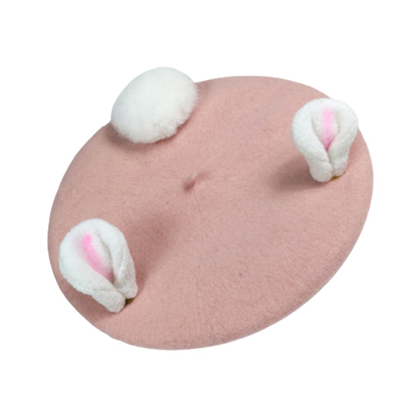 Mũ Beret Len Hình Tai Thỏ Nhỏ Dễ Thương Thời Trang Thu Đông Cho Nữ