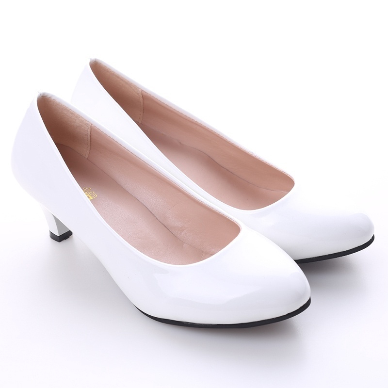 Giày Cao Gót Da Bóng Mũi Tròn Thời Trang Cho Nữ