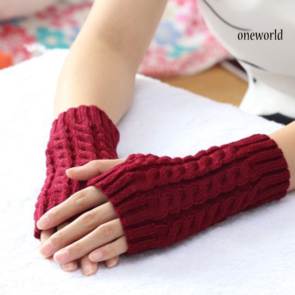 Găng Tay Len Hở Ngón Dày Dặn Giữ Ấm Mùa Đông Cho Nam Nữ