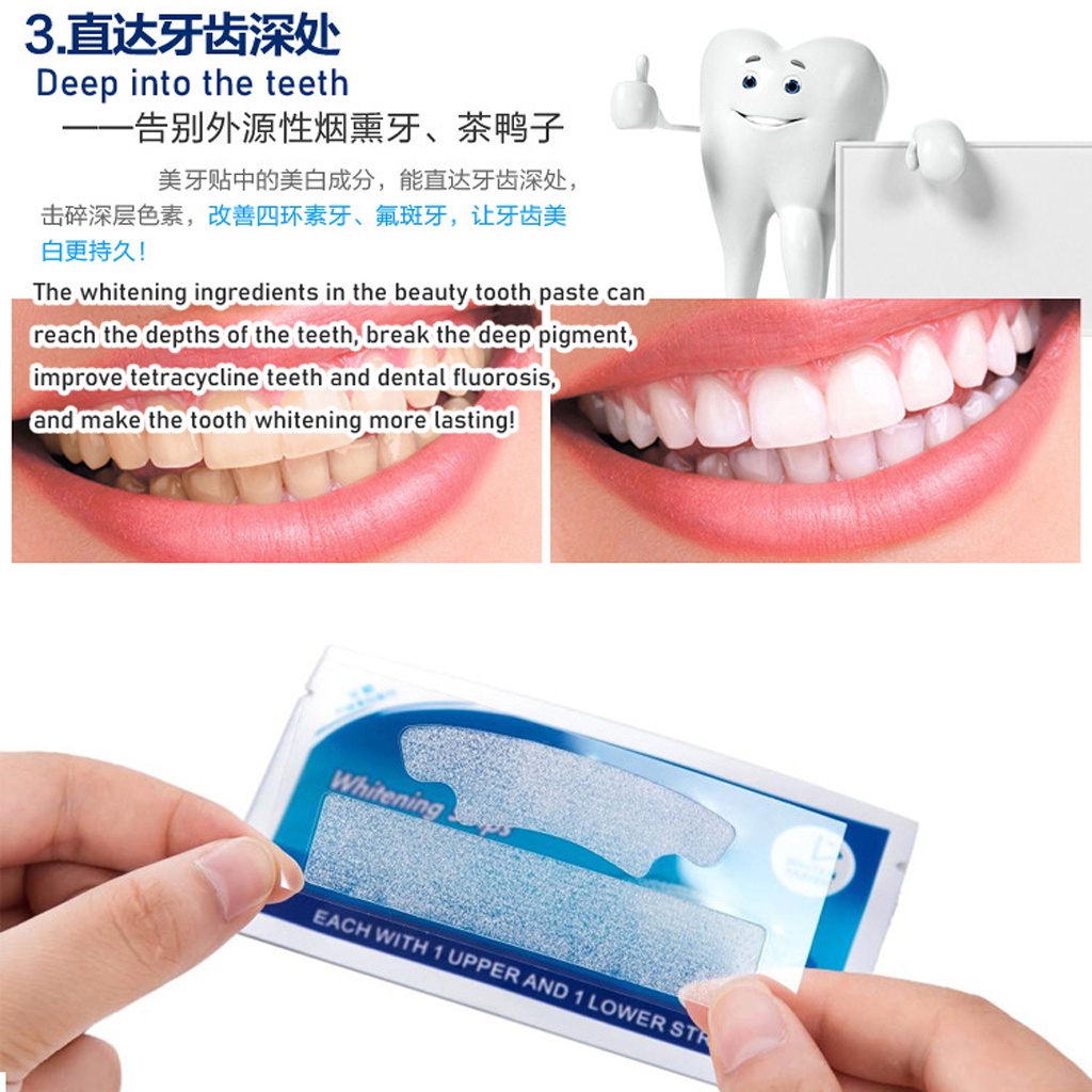 Set 1 Túi 2 Dải Tẩy Trắng Răng 3D Tiện Dụng Cho Gia Đình